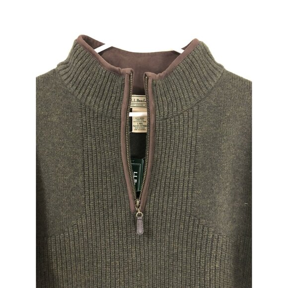 NWT L.L. Bean 100% LambsWool Sweater Size L-Reg Waterfowl Mens Olive Green - Picture 6 of 13